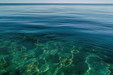 Sticker - oil slick on the surface of calm and clear sea, created with generative ai