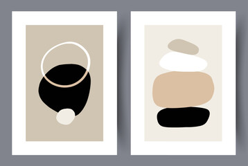 Wall Mural - abstract figures scandinavian minimalism wall art print. set, bundle. contemporary decorative backgr
