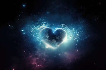 Wall Mural - heart, beating within the heart of a nebula, with stars in the background, created with generative a