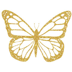 Wall Mural - Golden butterfly glitter on transparent background. Butterfly icon.Design for decorating,background, wallpaper, illustration