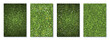 Vector illustration sets grass. Top view. Several types of green lawn. View from above. Grass, small white and yellow flowers. Background grass.