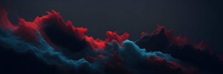 Wall Mural - Fog texture. Colored haze. A mixture of colors and water. Mysterious stormy sky. Red and black and yellow and blue and green neon fog cloud wave abstract art background with free space.