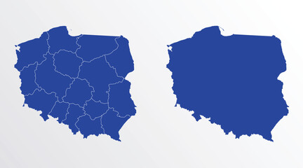 Poland map vector illustration. blue color on white background