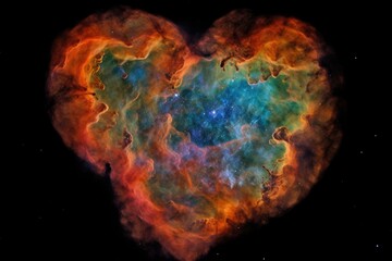 Wall Mural - heart nebula with swirling colors and patterns, highlighted by nearby star, created with generative 