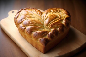 Sticker - heart-shaped loaf with golden crust and soft, chewy interior, created with generative ai