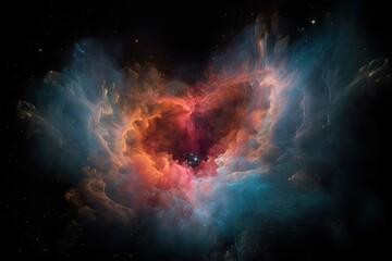 Wall Mural - heart-shaped nebula with colorful and dramatic details, created with generative ai