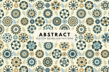 Mandala flowers seamless repeat vector pattern