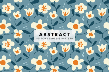 Wall Mural - Flower abstract spring blossom seamless repeat vector pattern