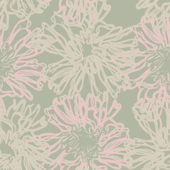 Wall Mural - Neutral Colour Abstract Floral Seamless Pattern Design