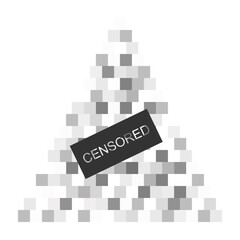 Wall Mural - triangle shaped censor blur effect with censored tablet. pixel checkered mosaic texture hiding prohi