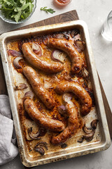 Canvas Print - grilled Toulouse sausage and onion