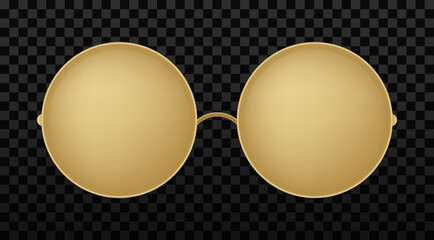 Gold round sunglasses with gold frame. Sun glasses with gradient lenses vector illustration