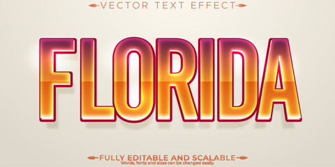 Florida vintage text effect, editable 70s and 80s text style