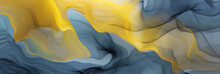 Abstract Shapes Of Billowing Flowing Yellow And Blue Colors Gauze Fabric