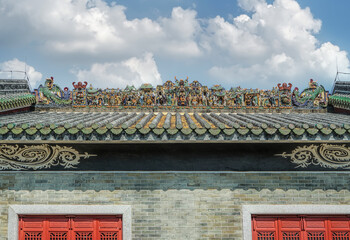 Wall Mural - Foshan city, Guangdong, China. Shiwan Park, Ancient Nanfeng Kiln Cultural and Creative Zone, TaoShi Temple (fragment). A sample of Lingnan traditional style.