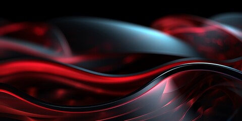 Black red wavy modern wallpaper, illustration for product presentation template, copy space dark background. Ai generative