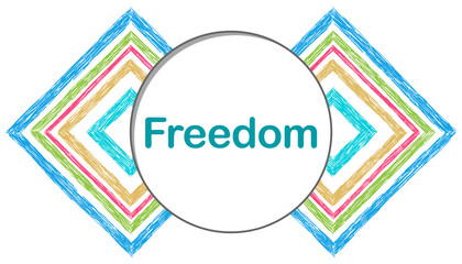 Wall Mural - Freedom Colorful Squares Borders Left Right Circle Text