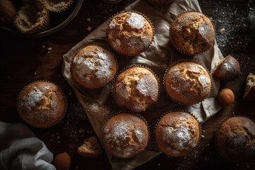 Wall Mural - Freshly Baked Muffins on the table Generative AI