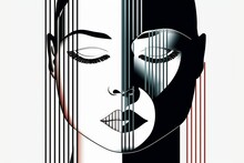 Parallel Vector Line Art Creating A Face Modern Art Generative AI