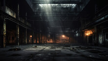 Abandoned Ruined Industrial Building Room Inside Interior