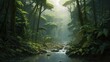 Tropical forest rain. Generative AI