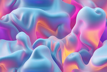 Generative AI Illustration Of Abstract Futuristic Pink Blue And Yellow Blobs