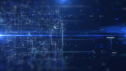 Poster - Technology digital line corner structure cyber data network connection concept. Abstract 3d futuristic with copy space 4K motion background.