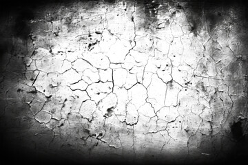 Aufkleber - black crack texture on white wall background with vignette retro background effect