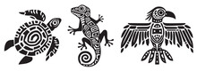 Aztec Mayan Patterns Vector Silhouette Illustration