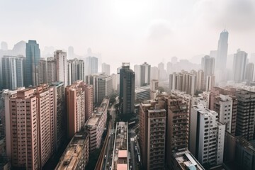 cityscape with view of modern skyscrapers and bustling city streets, created with generative ai
