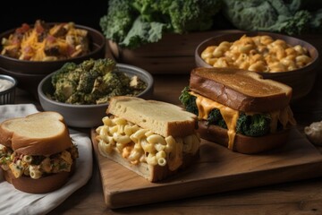 Wall Mural - plant-based and vegan take on classic comfort food, with mac 'n' cheese, pot pies, and more, created with generative ai