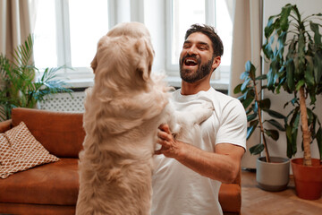 Sticker - Couple with dog at home