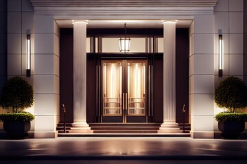 Wall Mural - a sleek, modern entrance with a touch of class, perfect for an upscale hotel or business, created with generative ai