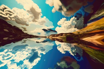 Wall Mural - abstract and surreal landscape with upside-down sky, crazy colors, and unusual shapes, created with 