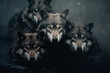© Shootdiem - Pack of wolves in the river at night. Amazing Wildlife. Generative Ai