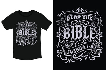 Read the Bible cool decorative typography Christian t-shirt design
