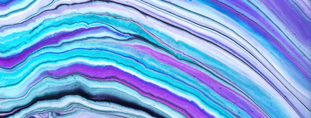Wall Mural - abstract fluid art background blue, cerulean and purple colors. liquid marble. acrylic painting with