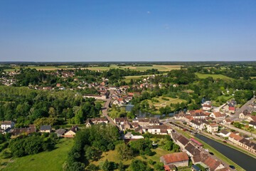 Wall Mural - aerial view on Rogny les Sept Ecluses in Bourgogne