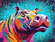 © Nathan Hutchcraft - A Pop Art Style Painting of a Hippo | Generative AI