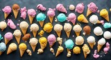 Scoops of ice cream assorted flavors. Scoops of ice cream, generative ai