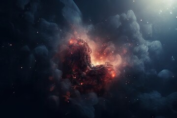 Wall Mural - heart within nebula, surrounded by swirling stars and dust, created with generative ai
