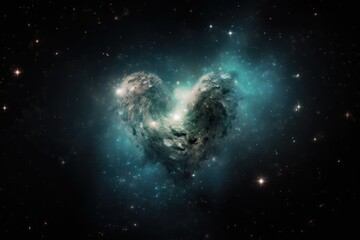 Wall Mural - heart, surrounded by a flurry of stars and galaxies, against the backdrop of deep space, created wit