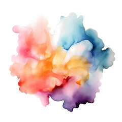 Wall Mural - Abstract multicolored watercolor on transparent background.The color splashing in the paper. Ai generative.