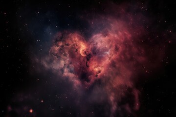 Wall Mural - heart-shaped nebula with bright stars in the background, created with generative ai