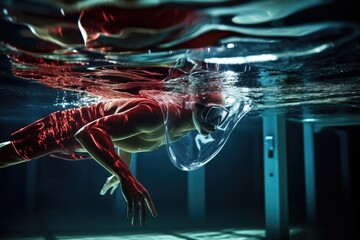 Wall Mural - alien swimmer, gliding through liquid environment in sleek and futuristic competition, created with 