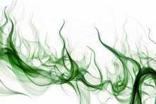 Abstract Green Tendrils Reaching Out Against A White Background, Generative Ai