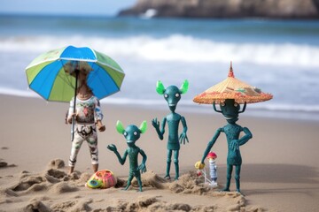 Wall Mural - contest of the best costume between aliens in park, created with generative ai