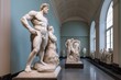 The Farnese Hercules sculpture in Museum, Generative AI
