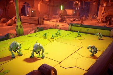 Wall Mural - overtime goal in futuristic sportball game between two alien teams, created with generative ai