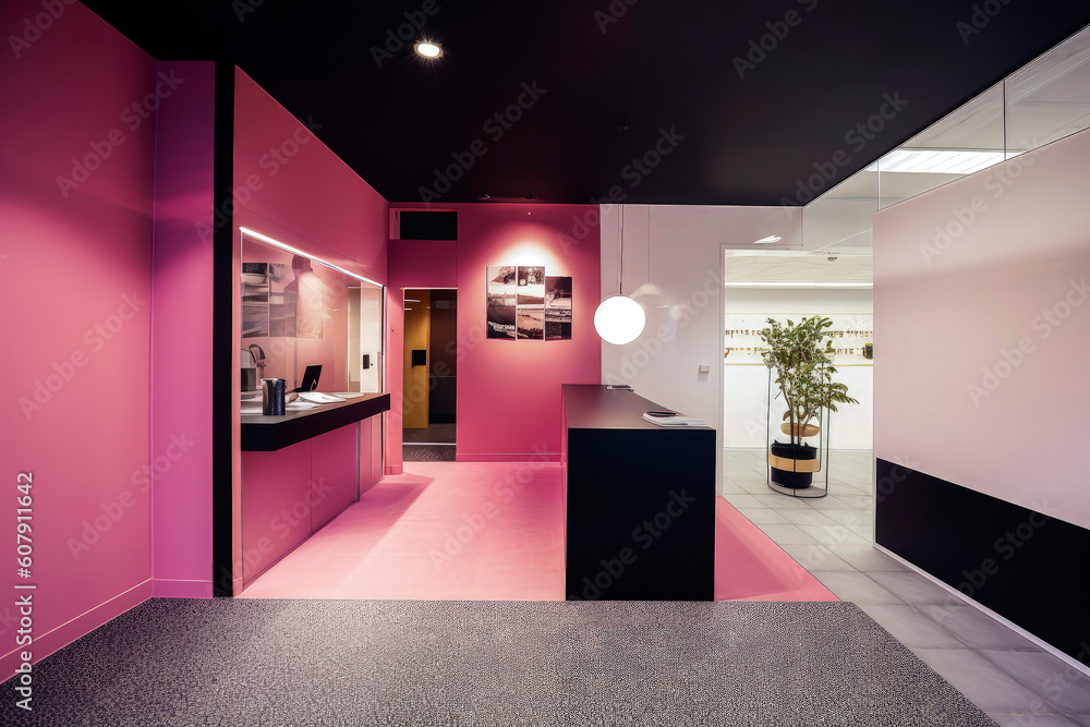 Generative AI illustration of modern company showroom, with reception ...